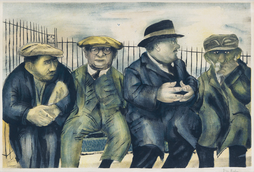 Appraisal: BEN SHAHN Seward Park Color lithograph printed in blue black