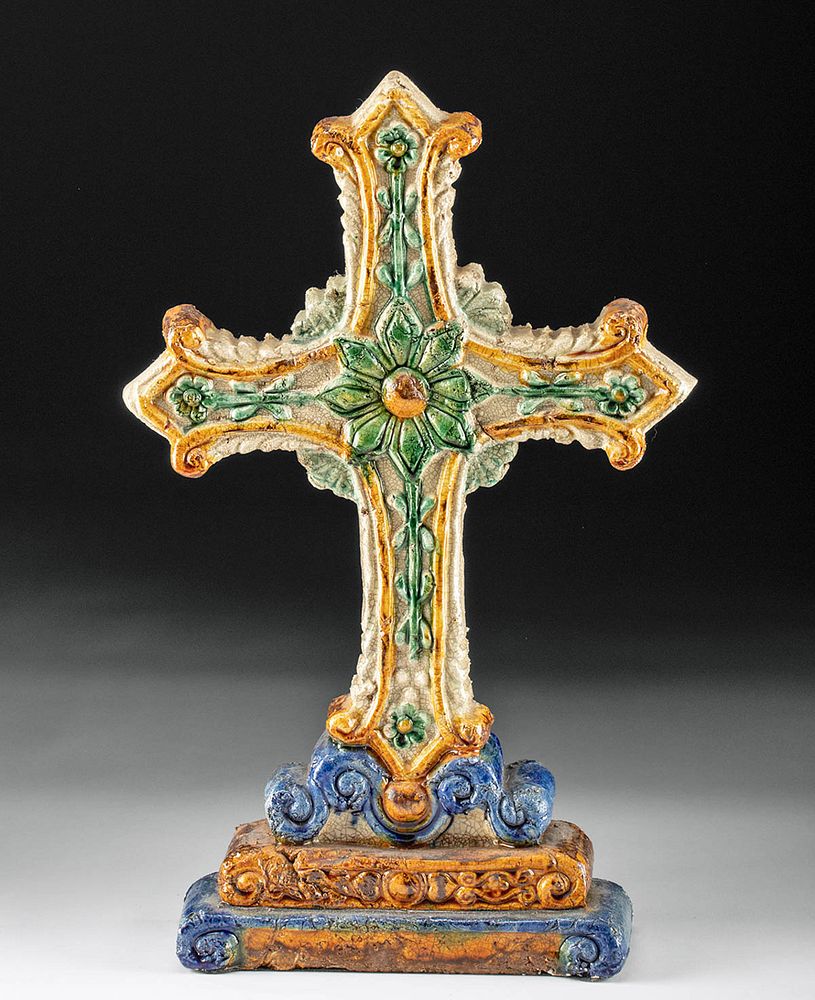 Appraisal: th C Mexican Ceramic Budded Cross Latin America Mexico ca