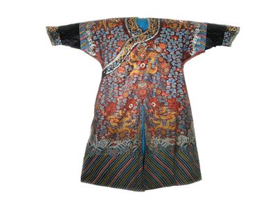 Appraisal: A Chinese brown silk embroidered robe decorated with dragons and