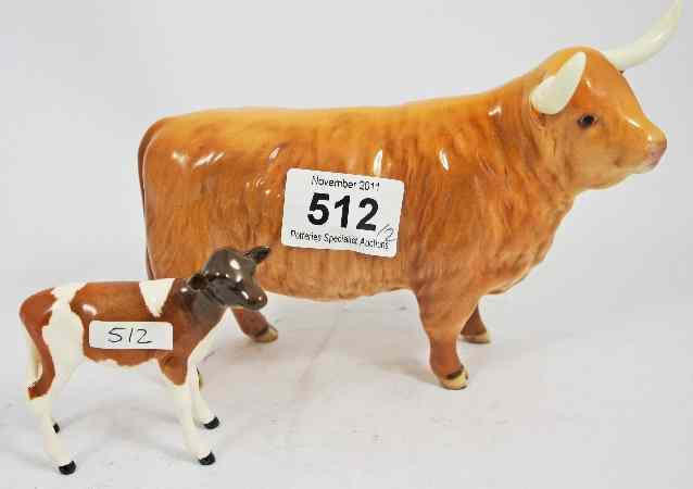 Appraisal: Beswick Highland Cow restored horn and a Ayrshire Calf b