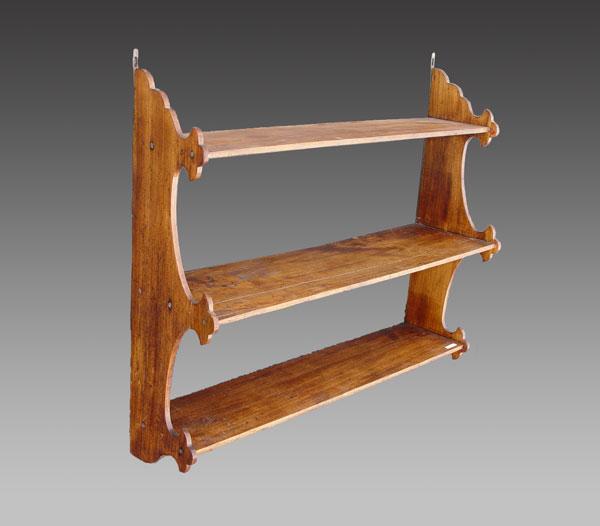 Appraisal: TH C COUNTRY PINE WHALE TAIL HANGING SHELF Three tier