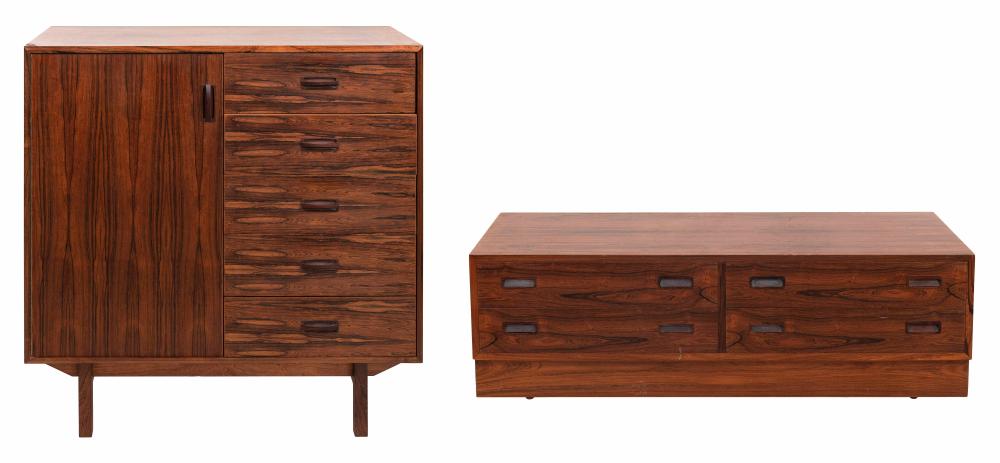 Appraisal: TWO PIECES OF DANISH MODERN ROSEWOOD VENEER FURNITURE CHEST AND