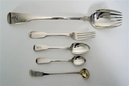 Appraisal: A small collection of Fiddle pattern flatware to include a