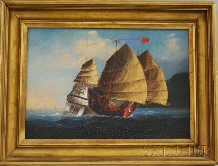 Appraisal: th Century China Trade Style Oil on Canvas Portrait of