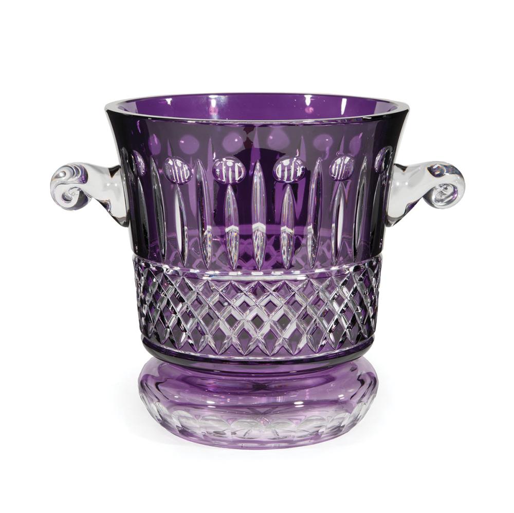 Appraisal: Bohemian Purple Cut-to-Clear Glass Champagne Bucket base with etched DZYR