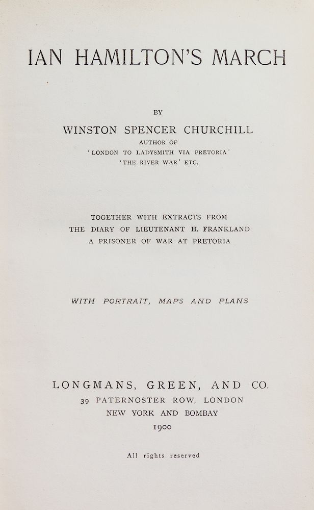 Appraisal: CHURCHILL Winston Spencer - Ian Hamilton's March New York and