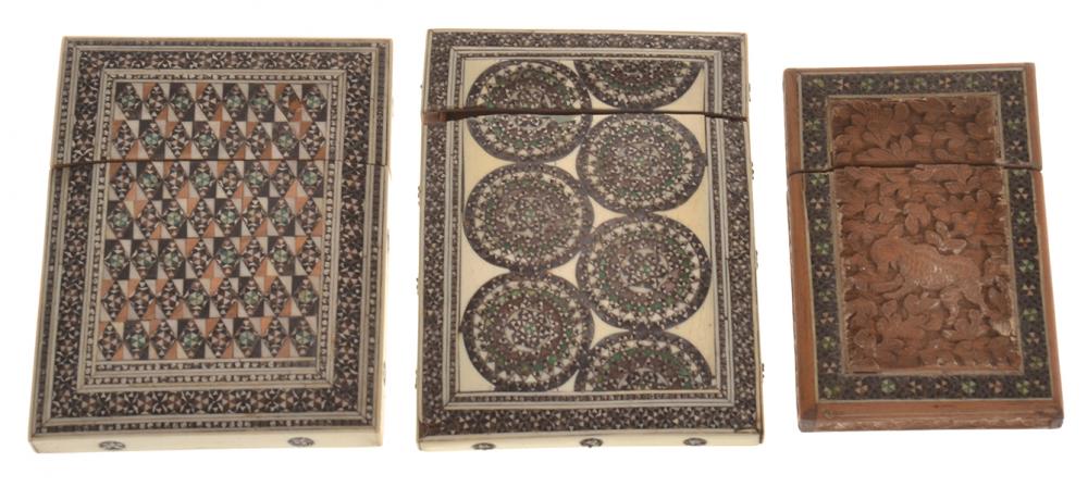 Appraisal: THREE SADELI INSET CARD CASES SOME FAULTS