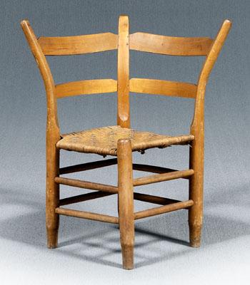 Appraisal: Western North Carolina corner chair hand made of maple and