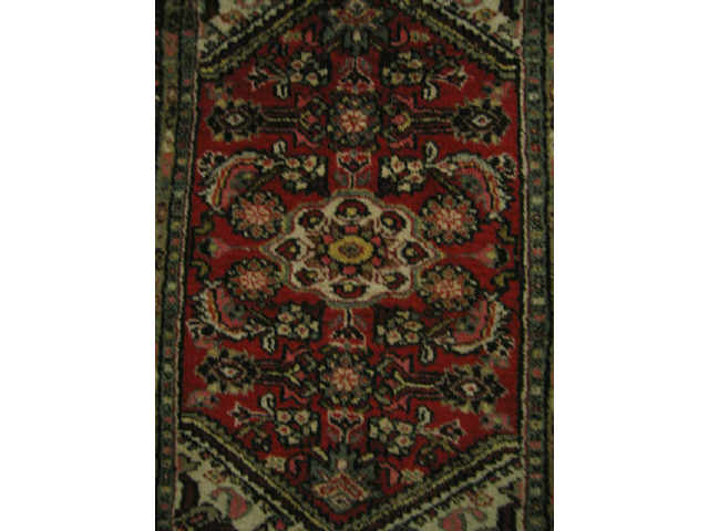 Appraisal: Hamadan Persian Handmade Mat fine floral on red field '