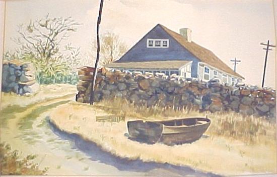 Appraisal: Sanford B D Low - watercolor on paper summer cottage