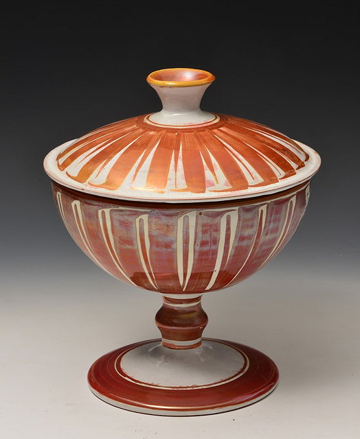 Appraisal: Alan Caiger-Smith British b Pedestal bowl and cover orange lustre