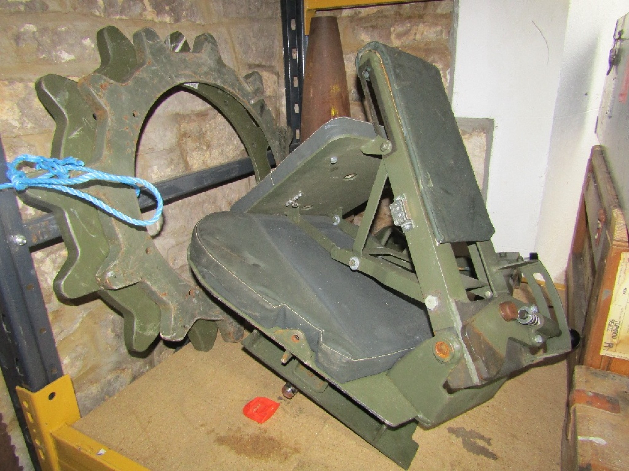 Appraisal: An ex military adjustable tank seat together with two large