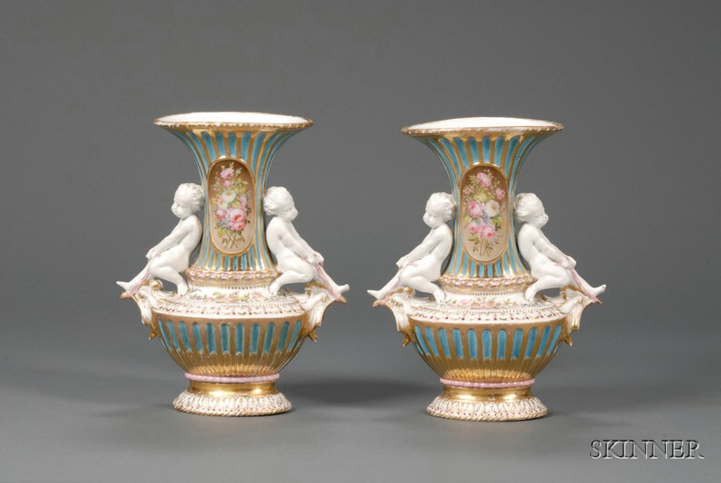 Appraisal: Pair of Paris Porcelain Figural Vases France th century each