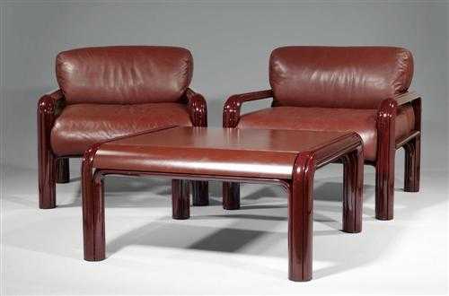 Appraisal: AULENTI GAE PAIR OF LOUNGE CHAIRS AND COFFEE TABLE model