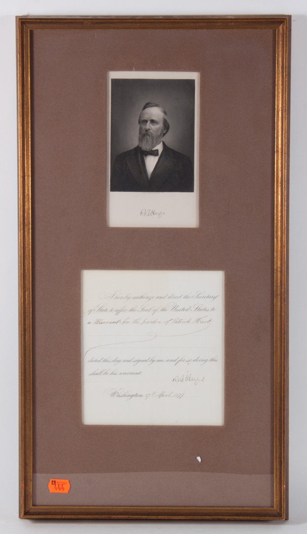 Appraisal: Presidential Autograph Rutherford B Hayes signature on a part-printed order