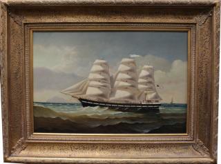 Appraisal: D Tayler born Marine Scene painting of a three-masted American