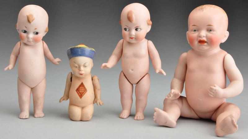 Appraisal: Lot of All-Bisque Dolls Description Kestner all-bisque baby with molded