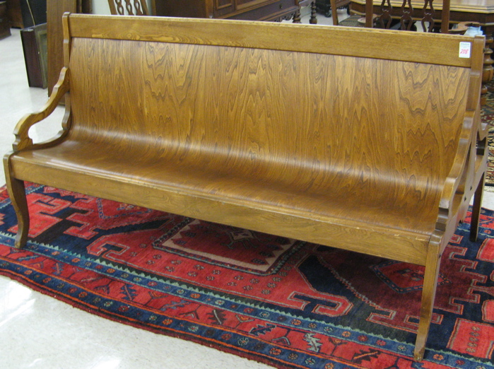 Appraisal: OAK DOUBLE SIDED RAILROAD DEPOT BENCH American early th century