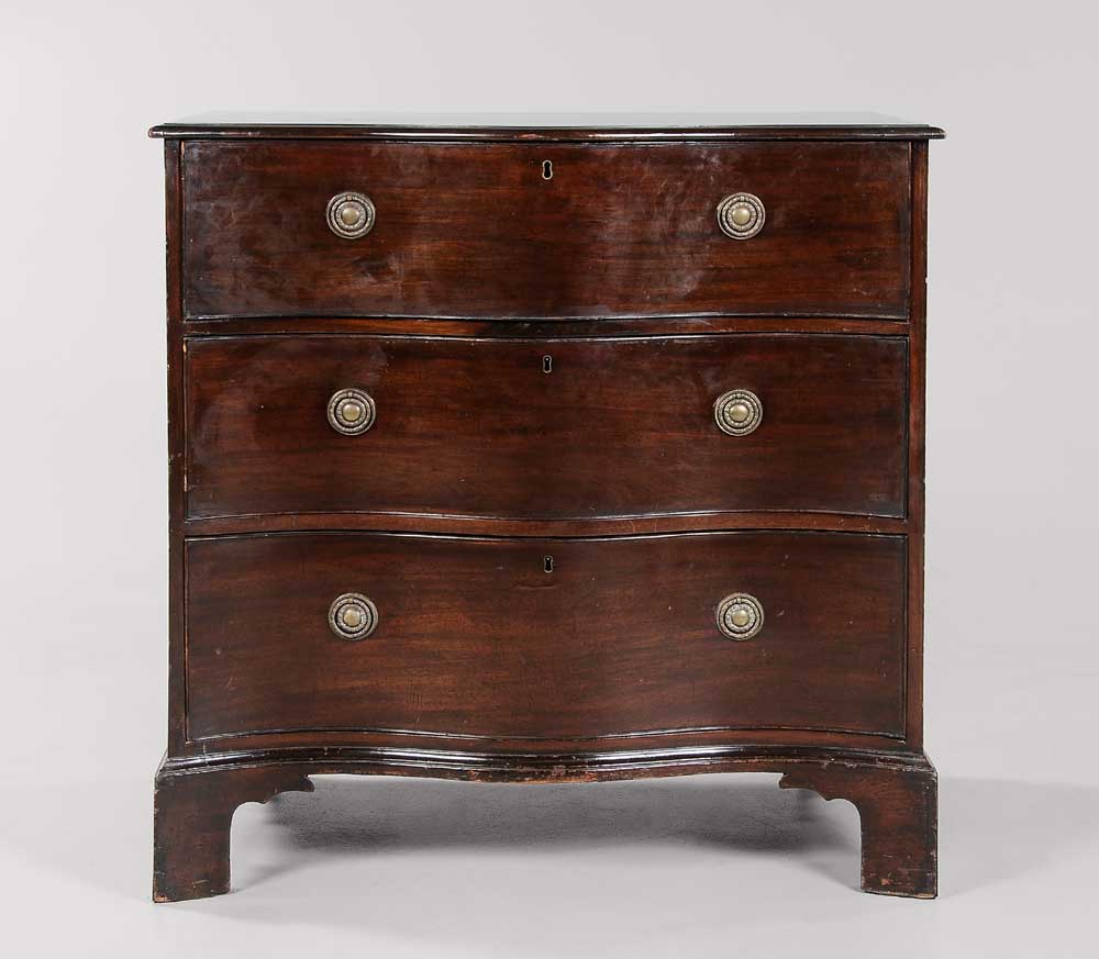 Appraisal: George III Serpentine Secretary Chest British late th early th