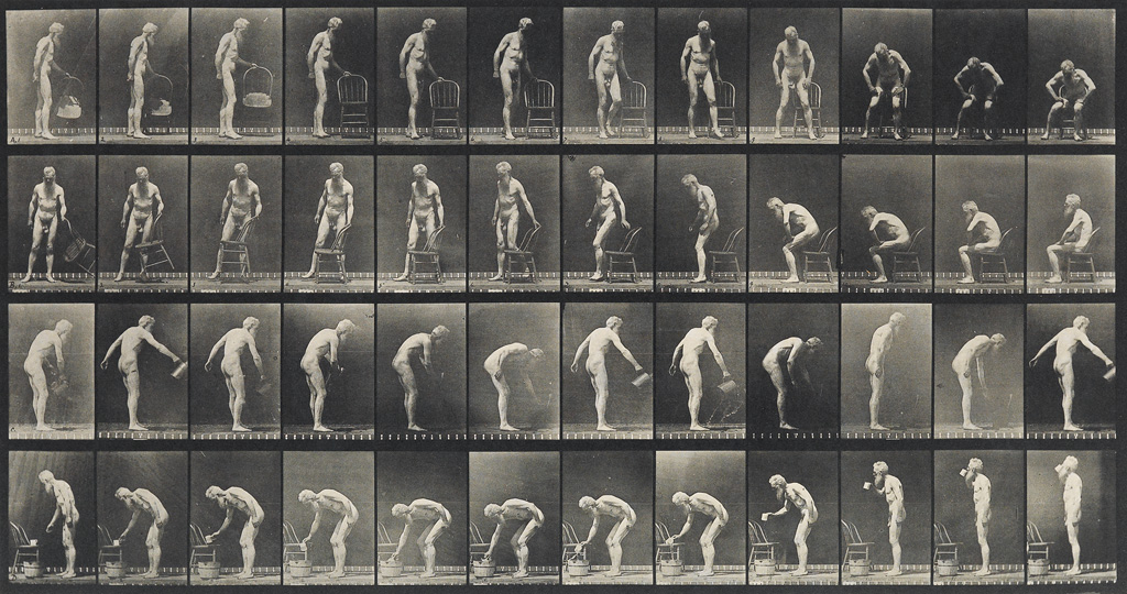 Appraisal: EADWEARD MUYBRIDGE - Self-portrait with chair and water plate from