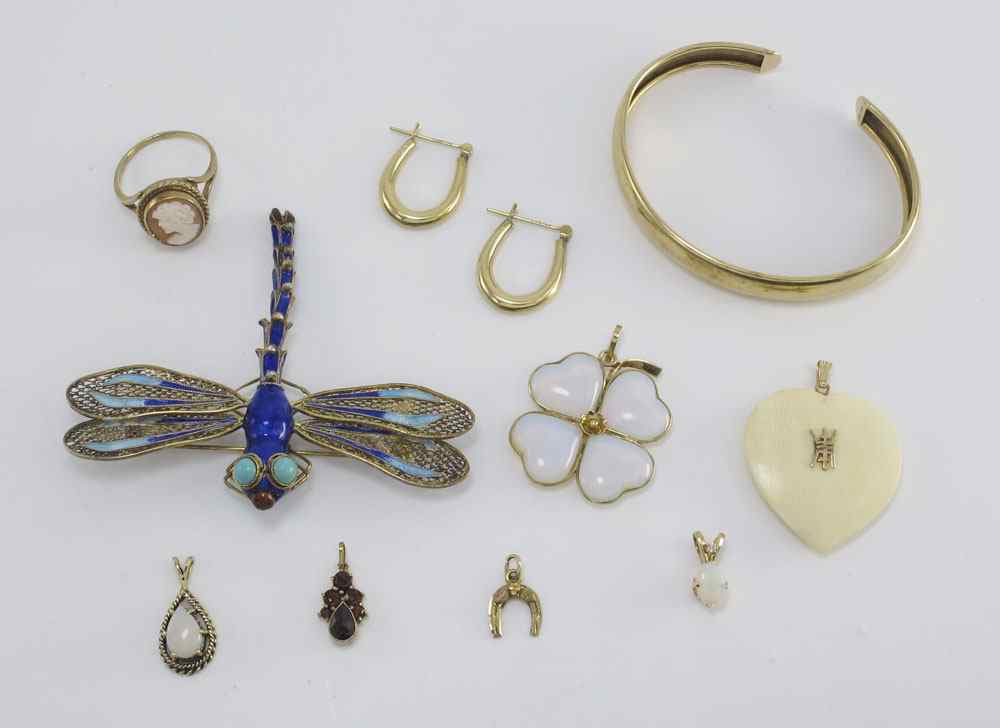 Appraisal: ESTATE GOLD STERLING JEWELRY LOT To include K YELLOW GOLD