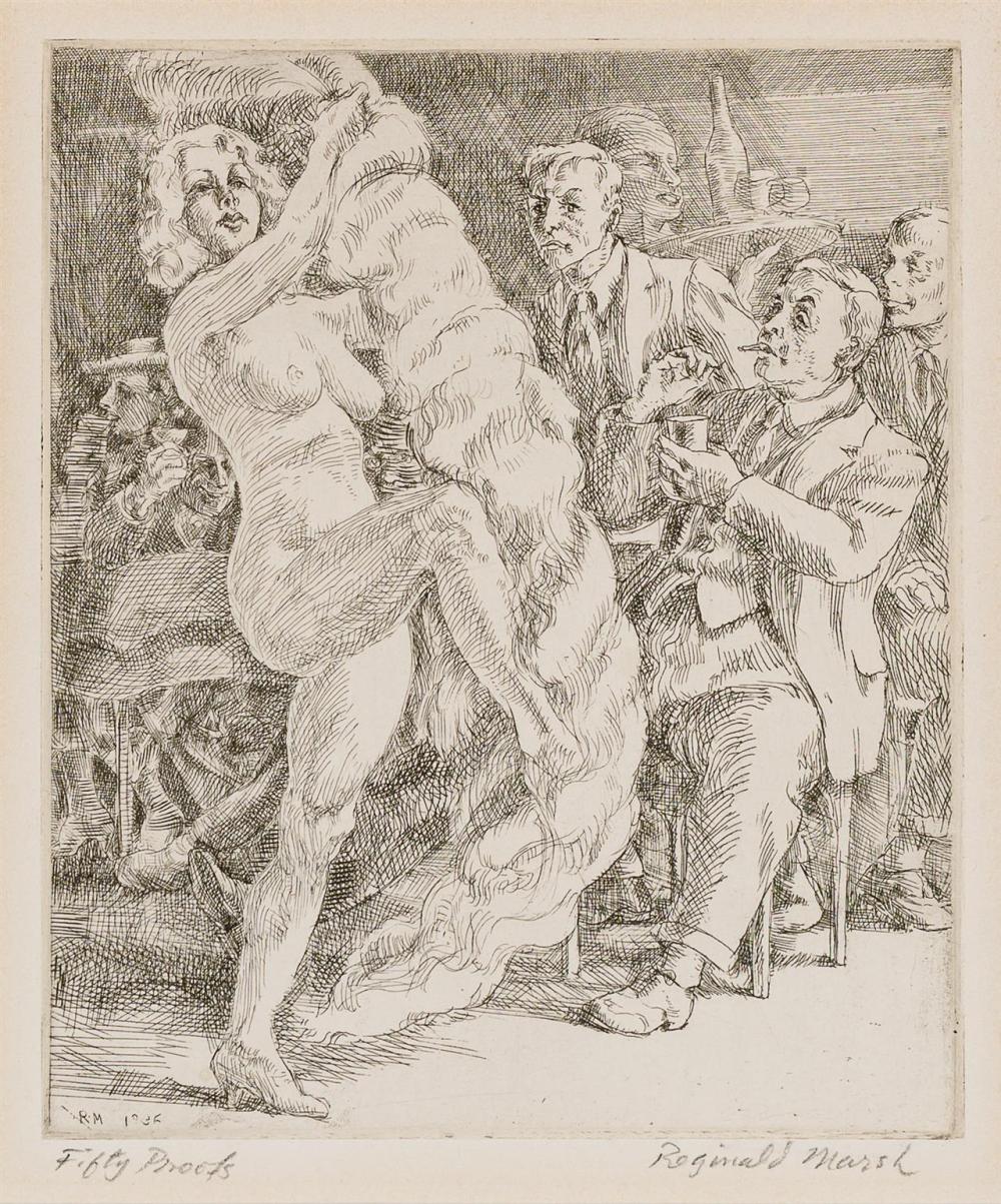 Appraisal: REGINALD MARSH American - Fan Dance at Jimmy Kelly's etching