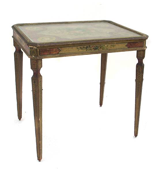 Appraisal: An Italian Neoclassical style paint decorated side table height in