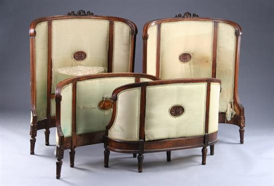 Appraisal: PAIR LOUIS XVI STYLE BED FRAMES late th century fruitwood