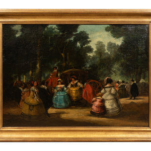 Appraisal: Continental School th Century Figures in a Landscape oil on