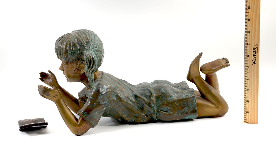 Appraisal: BASSO VICINTINO BRONZE CHILD READING Bronze '' in height x