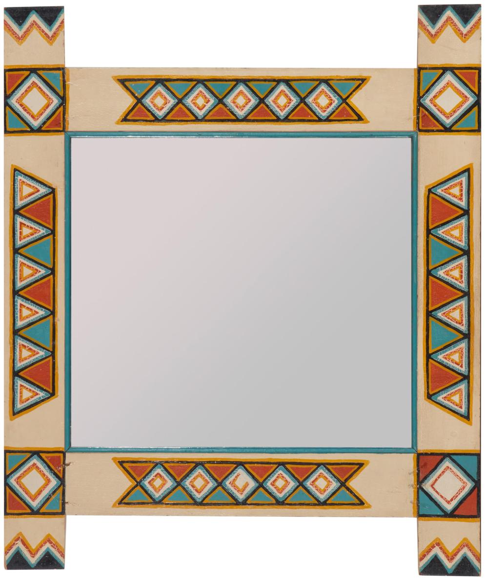 Appraisal: A Will Evans painted mirror from Shiprock Trading Post Mid-