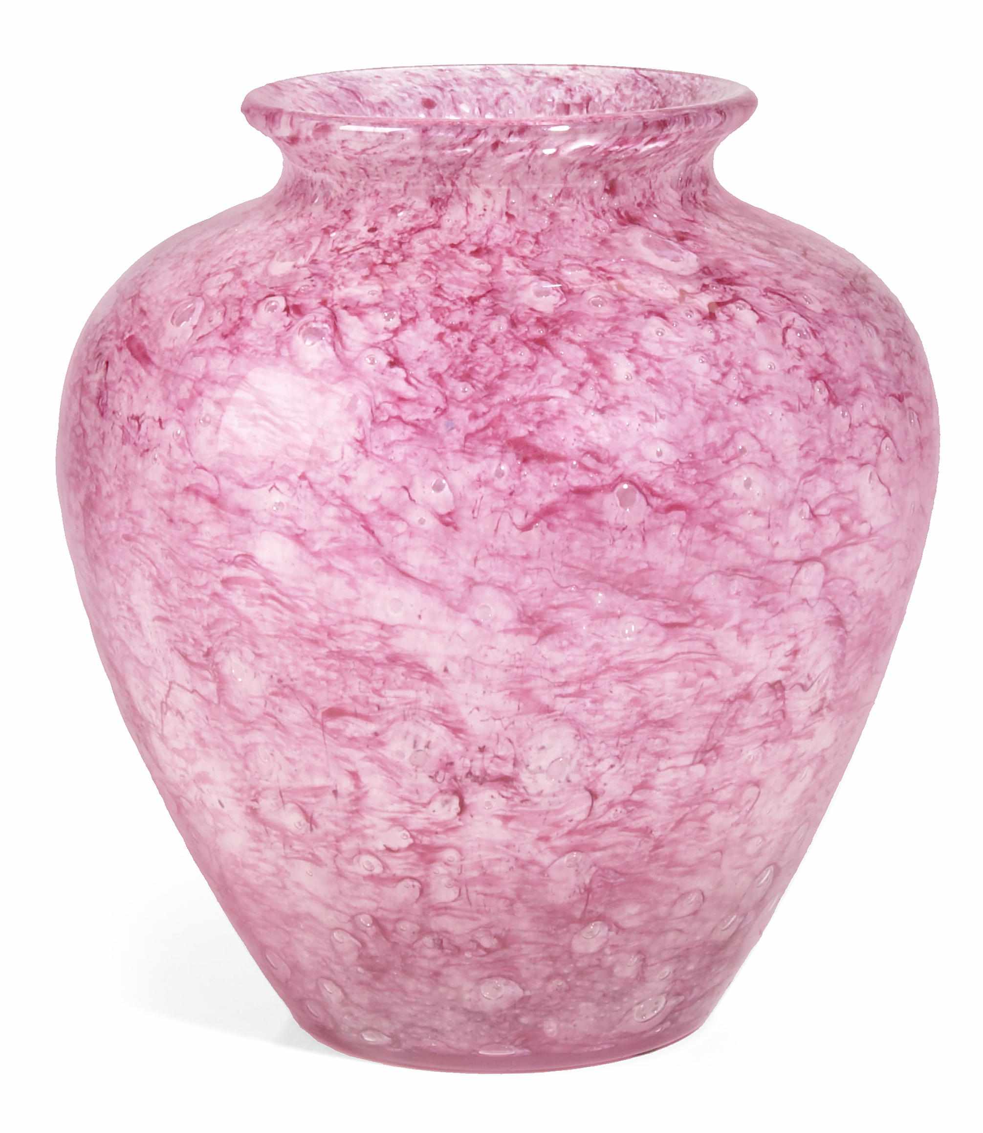 Appraisal: Steuben pink Cluthra glass vase shape sunsignedheight in cm