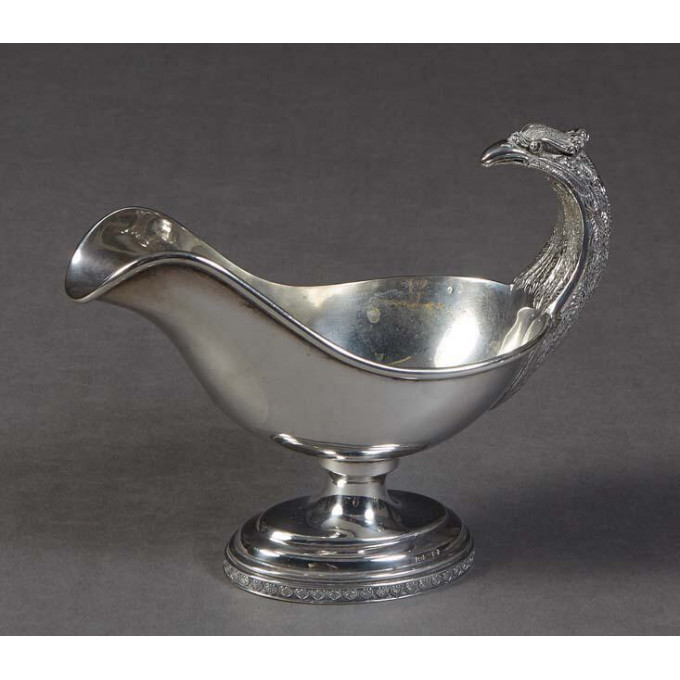 Appraisal: German Silver Figural Gravy Boat th c with an eagle