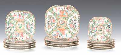 Appraisal: A Lot of Square Shaped Rose Medallion Plates A lot