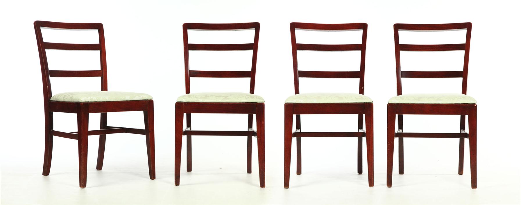 Appraisal: SET OF FOUR DINING CHAIRS Twentieth century mahogany Ladderback chairs