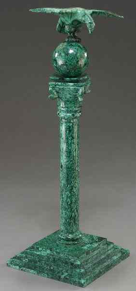 Appraisal: Pc Malachite trophy depicting an eaglewith spread wings perched upon