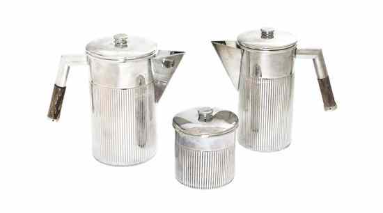 Appraisal: An Italian Silver Espresso Set Grilli each of cylindrical form