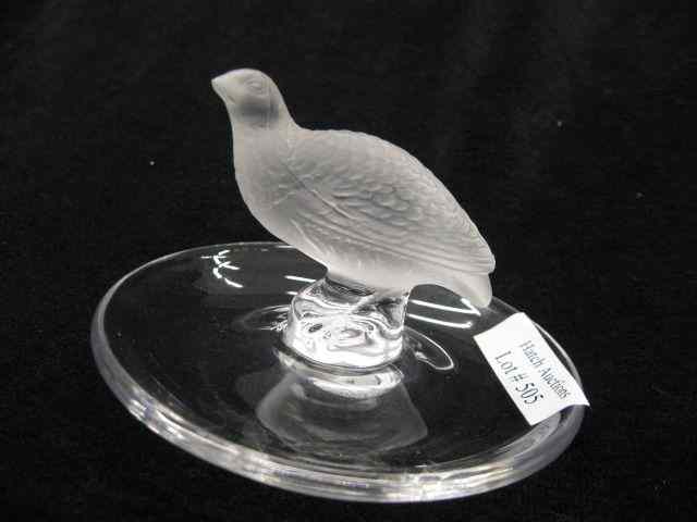 Appraisal: Lalique French Crystal Pin Dishwith frosted quail design '' tall