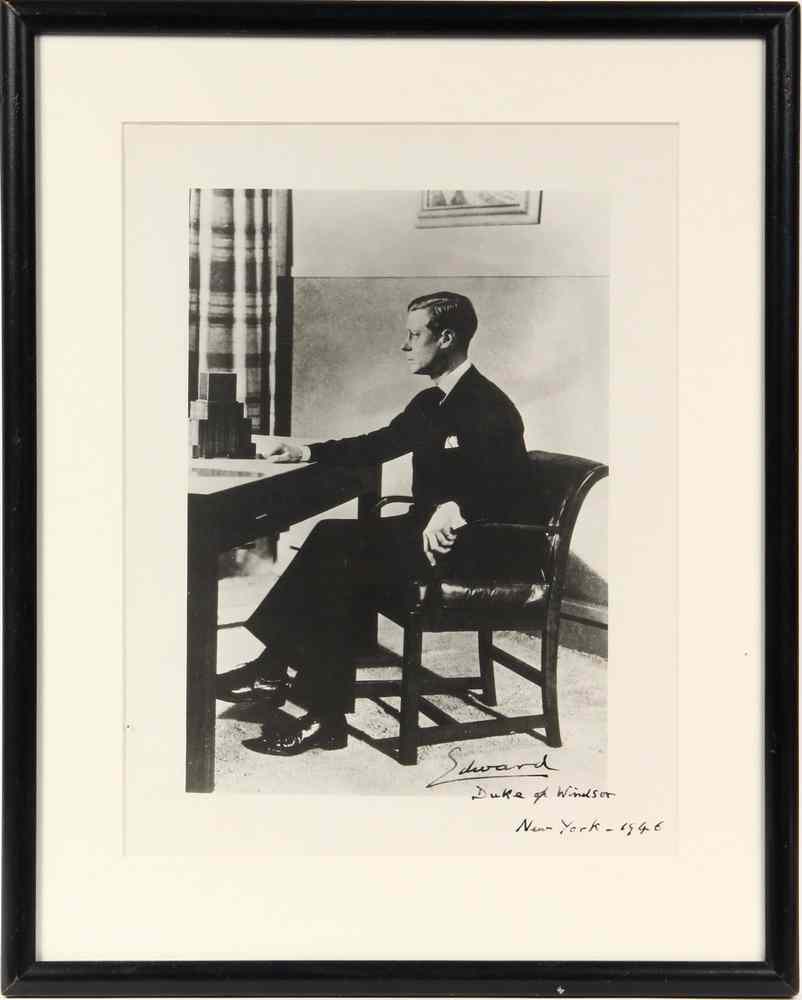 Appraisal: EDWARD DUKE OF WINDSOR AUTOGRAPHED PHOTOGRAPH- Boldly signed in black