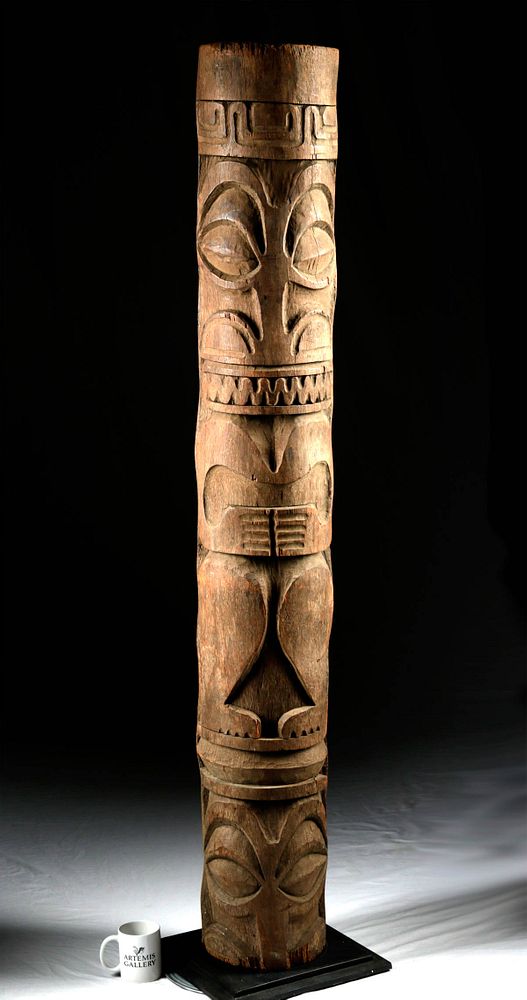 Appraisal: Massive th C Marquesas Island Wood Tiki Figure Oceania Marquesas