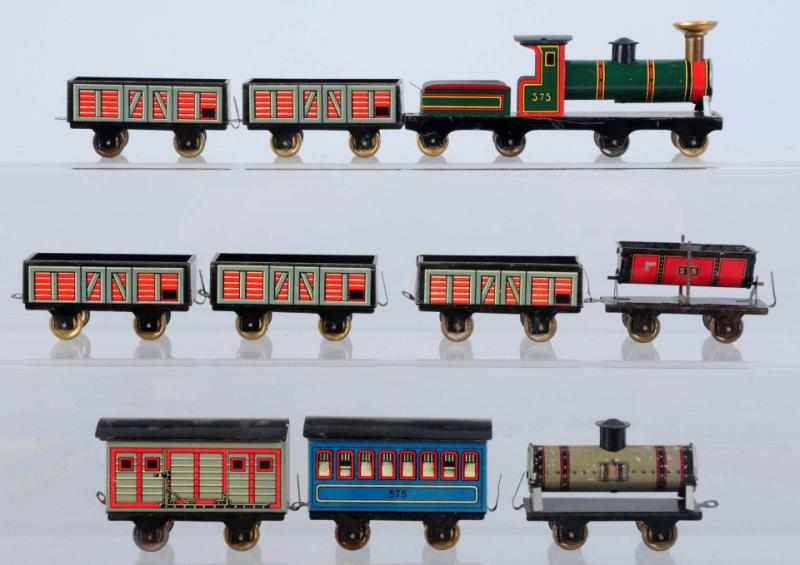 Appraisal: Tin Litho Hess Nickel-Size Train Set German Set consists of