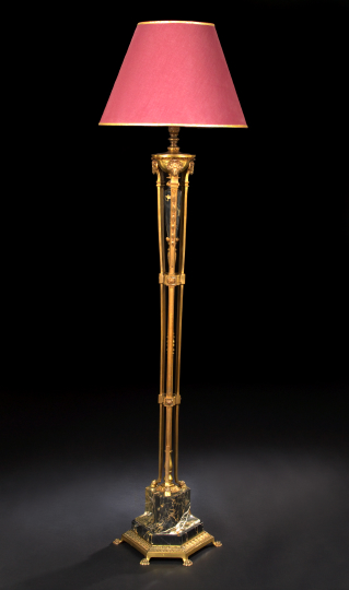 Appraisal: Stately Gilt-Brass and Marble Floor Lamp second quarter th century