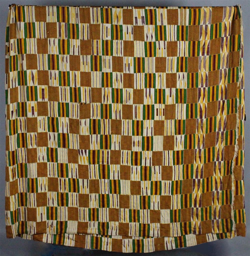 Appraisal: LARGE ASANTE GHANA KENTE CLOTH TEXTILE colors include green gold