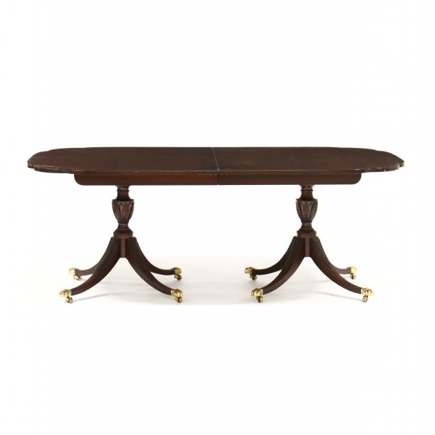 Appraisal: KINDEL FEDERAL STYLE DOUBLE PEDESTAL MAHOGANY DINING TABLE AND FOUR