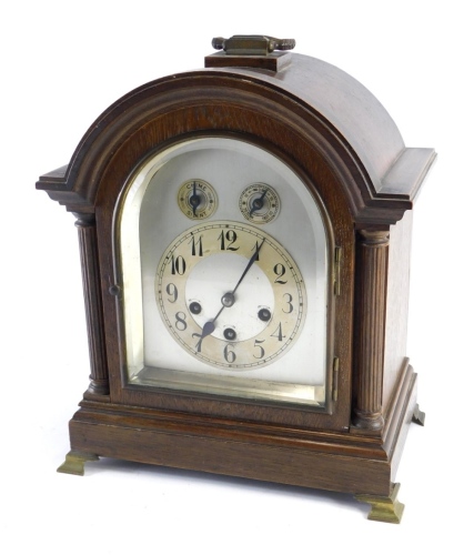 Appraisal: A late thC chiming bracket clock with arched plate back