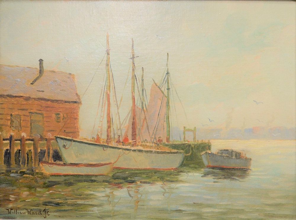 Appraisal: William Ward Jr American - Fishing Boats at the Dock