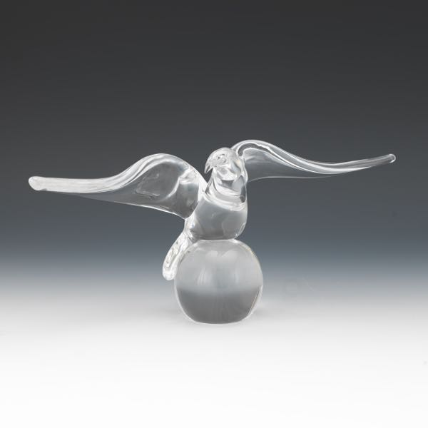 Appraisal: STEUBEN CRYSTAL EAGLE ON GLOBE MASCOT x x Fully sculpted