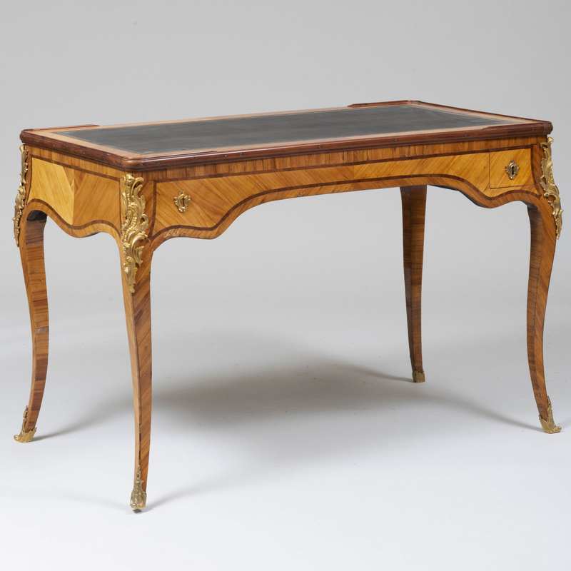 Appraisal: LOUIS XV ORMOLU-MOUNTED AMARANTH AND TULIPWOOD PARQUETRY TRIC TRAC TABLE