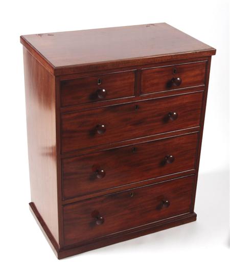 Appraisal: A Victorian mahogany chest the rounded rectangular top over two