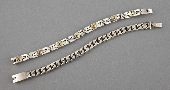 Appraisal: Two Sterling Silver Bracelets consisting of a sterling curb link